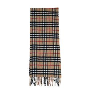 Unisex Adult Scarf Lambswool Tan Red Black Tartan Plaid Fringe Vintage Italy
